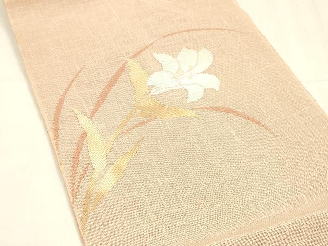平和屋着物*夏物 八寸名古屋帯 草花文 DABA0504cm