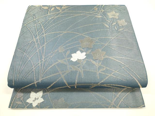 平和屋着物*夏物 六通柄 京袋帯 草花文 金糸 正絹 逸品 DABA0505cm