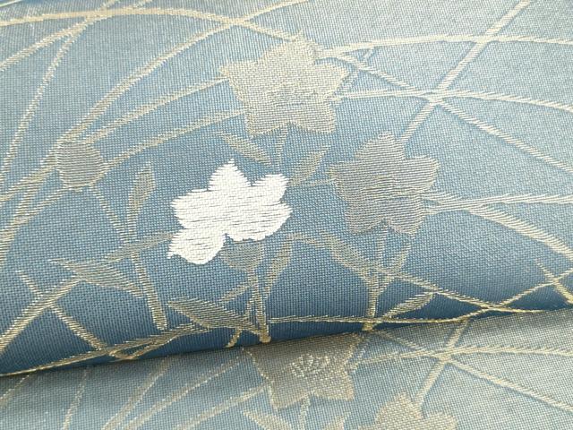 平和屋着物*夏物 六通柄 京袋帯 草花文 金糸 正絹 逸品 DABA0505cm