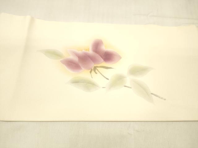 平和屋着物●塩瀬 九寸名古屋帯 枝花文 銀糸 正絹 逸品 DABA0575cm