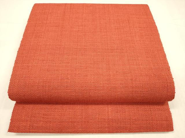 平和屋着物●八寸名古屋帯 紬地 緋色 正絹 逸品 DABA0602cm