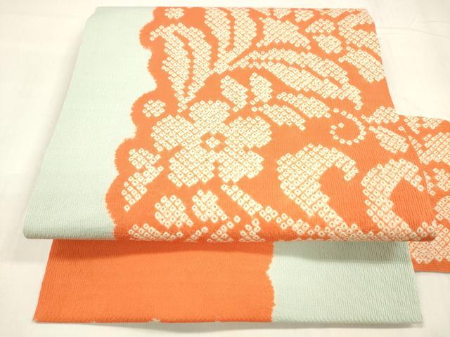 平和屋着物●九寸名古屋帯 絞り 草花文 正絹 逸品 DABA0624cm