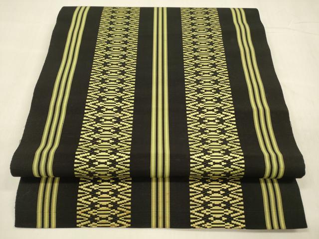平和屋着物●本場筑前博多織　八寸名古屋帯　献上　黒地　正絹　逸品　DABA0643cm 平和屋着物○本場筑前博多織 八寸名古屋帯 献上 黒地 正絹 逸品 DABA0643cm