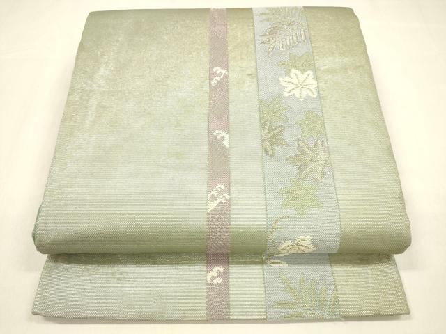 平和屋着物*夏物 六通柄袋帯 流水草花葉文 金銀糸 引箔 正絹 逸品 DABA0712cm