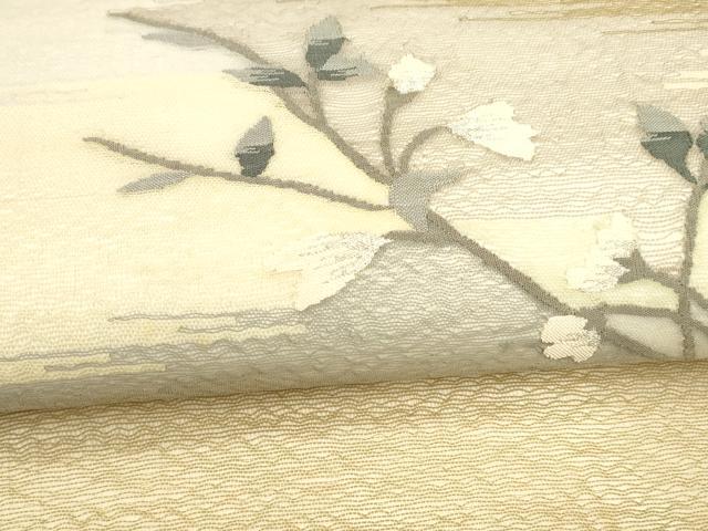 平和屋着物*夏物 九寸名古屋帯 枝花文 銀糸 正絹 逸品 DABA0726cm