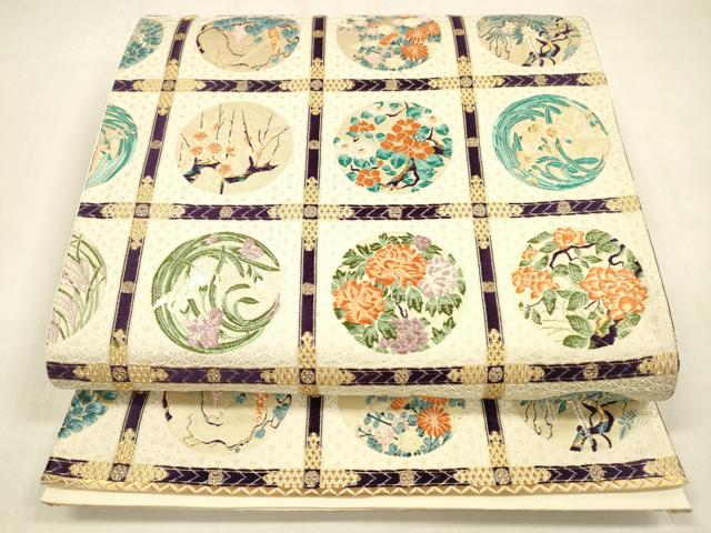 平和屋着物●六通柄袋帯　唐織　本願寺天井絵　金糸　正絹　逸品　DABA0758cm 平和屋着物○六通柄袋帯 唐織 本願寺天井絵 金糸 正絹 逸品 DABA0758cm