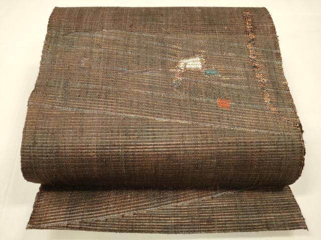 平和屋着物●八寸名古屋帯　紬地　抽象文様　金糸　正絹　逸品　DABA0785cm 平和屋着物○八寸名古屋帯 紬地 抽象文様 金糸 正絹 逸品 DABA0785cm