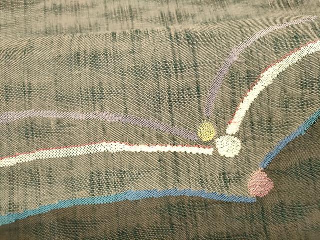 平和屋着物●太鼓柄袋帯 すくい織 紬地 天慶飛鳥文 正絹 逸品 DABA0802cm