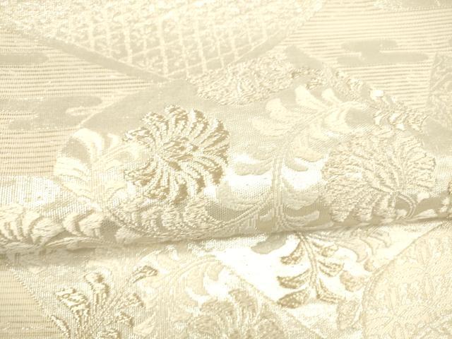 平和屋着物*夏物 六通柄袋帯 唐織 冊子草花文 銀糸 正絹 逸品 DABA0900cm
