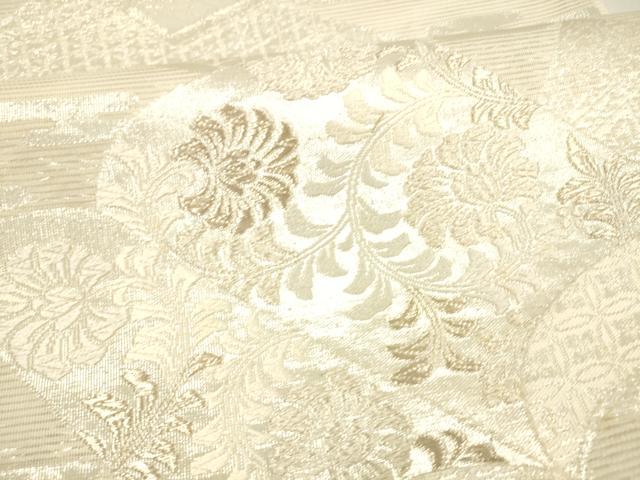 平和屋着物*夏物 六通柄袋帯 唐織 冊子草花文 銀糸 正絹 逸品 DABA0900cm