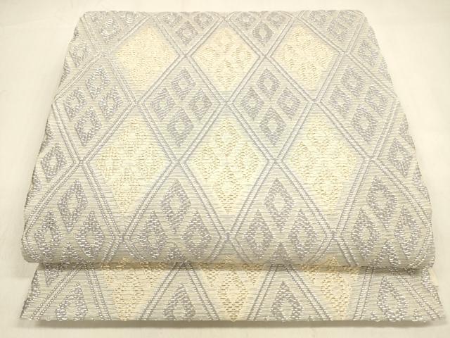 平和屋着物＊夏物 六通柄袋帯 菱文 金銀糸 正絹 逸品 DABA0910cm