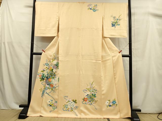 平和屋着物■訪問着 刺繍 飾花文 正絹 逸品 DABA0998cm