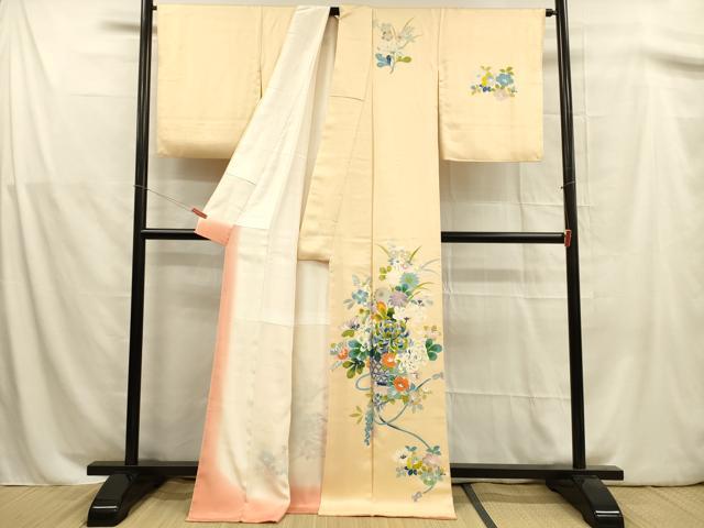 平和屋着物■訪問着 刺繍 飾花文 正絹 逸品 DABA0998cm