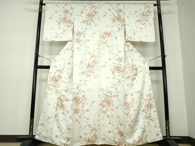 平和屋着物●上質な小紋 舞桜 笹竹文 金彩 正絹 逸品 DABA1073ps