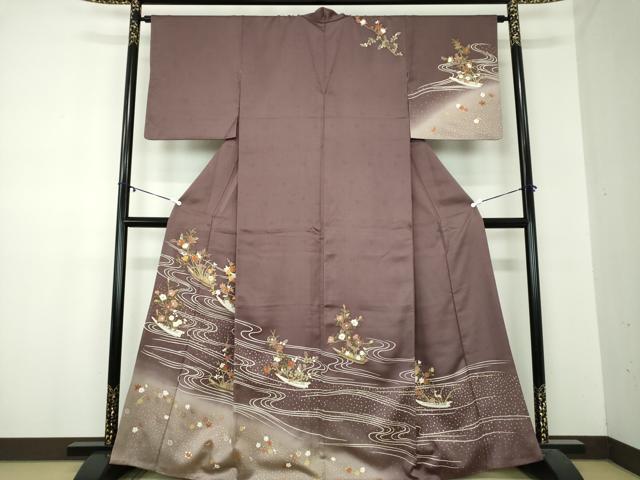 平和屋着物●訪問着 駒刺繍 流水花舟 暈し染め 金彩 正絹 逸品 DABA1093ps