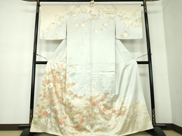 平和屋着物○訪問着 駒刺繍 吉祥花文 暈し染め 金彩 正絹