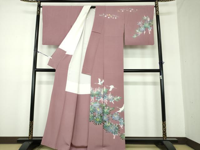 平和屋着物●訪問着 友禅 作家物 飛鶴花文 正絹 逸品 DABA1170ps