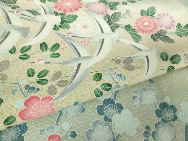 平和屋着物●訪問着 飛鶴花文 暈し染め 金銀彩 正絹 逸品 DABA1173ps