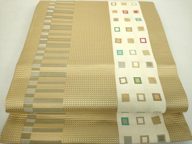 平和屋着物●本場筑前博多織 八寸名古屋帯 間道 金糸 正絹 逸品 DABA1246ps