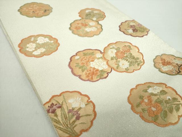 平和屋着物●銀座きしや 綴れ 太鼓柄袋帯 唐織 御倉織 能衣雪輪花紋 金糸 たとう紙付き 正絹 逸品 DABA1300ps
