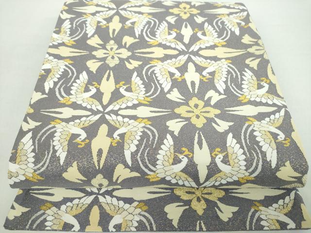 平和屋着物●爪掻き本綴れ 六通柄袋帯 花鳥菱文 金銀糸 正絹 逸品 DABA1305ps