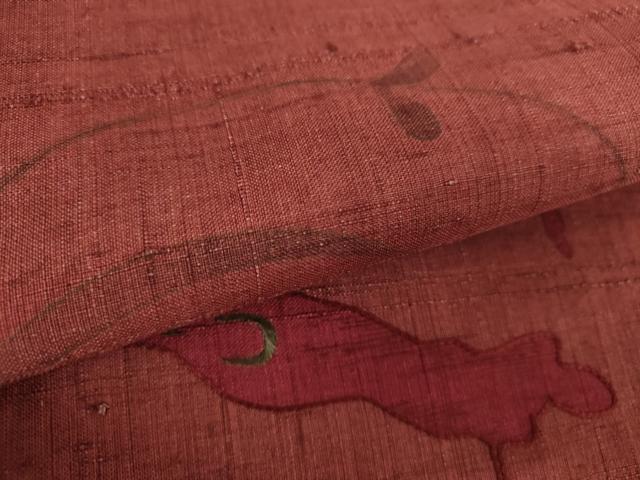 平和屋着物●九寸名古屋帯 生紬 刺繍 手描き 花鳥文 正絹 逸品 DABA1344ps