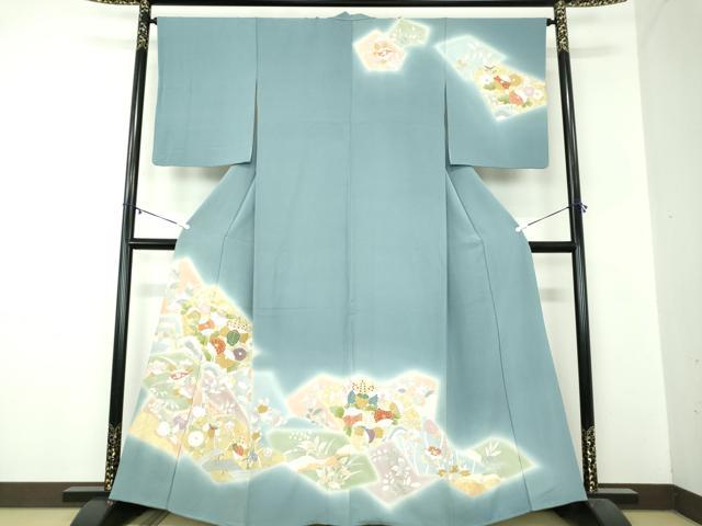 平和屋着物●創業460年・千總　訪問着　駒刺繍　吉祥花文　暈し染め　金彩　三越扱い　正絹　逸品　DABA1470ps 平和屋着物○創業460年・千總 訪問着 駒刺繍 吉祥花文