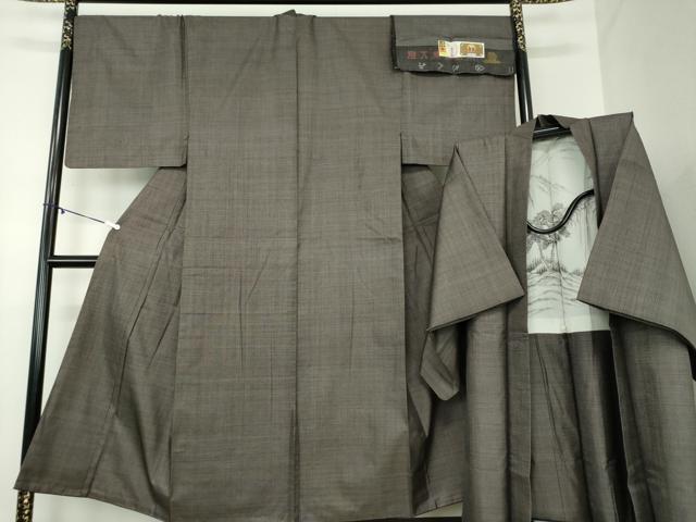平和屋着物●男性　本場大島紬　アンサンブル　長羽織　120亀甲　総詰め　恵純雄作　証紙付き　正絹　逸品　DABA1486ps 平和屋着物○男性 本場大島紬 アンサンブル 長羽織 120亀甲 総詰め