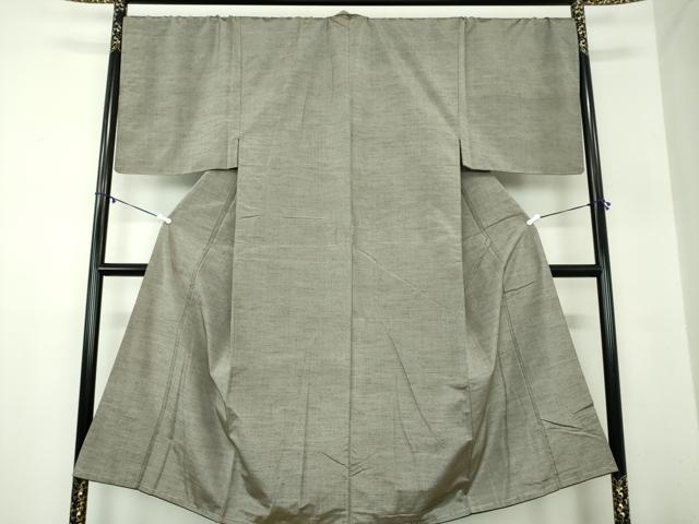 平和屋着物●男性 紬 アンサンブル キングサイズ 長羽織・髭紬 鈍色 正絹 逸品 DABA1501ps