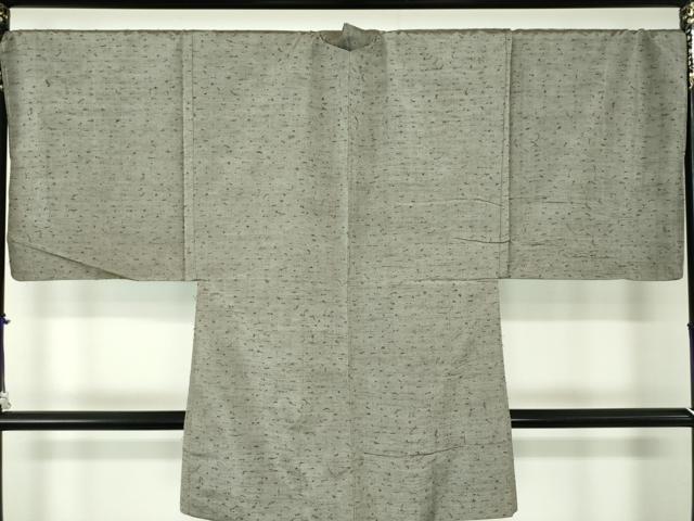 平和屋着物●男性 紬 アンサンブル キングサイズ 長羽織・髭紬 鈍色 正絹 逸品 DABA1501ps