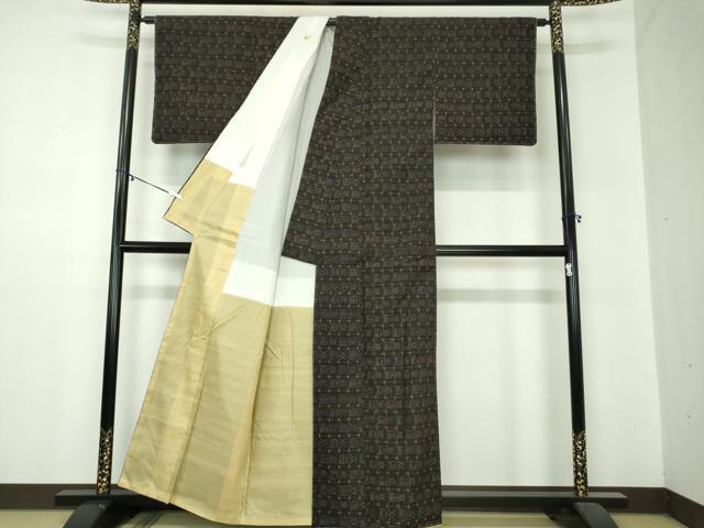 平和屋着物●上質な紬 格子 正絹 逸品 DABA1514ps