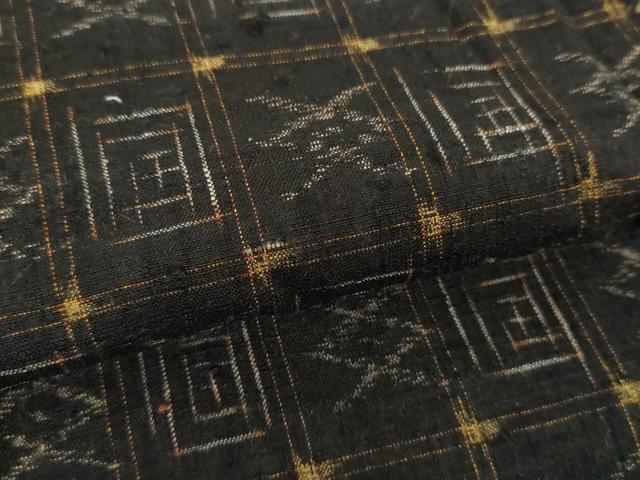 平和屋着物●上質な紬 格子 正絹 逸品 DABA1514ps