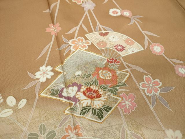 平和屋着物●訪問着 駒刺繍 松皮菱花文 暈し染め 金銀彩 正絹 逸品 DABA1532ps