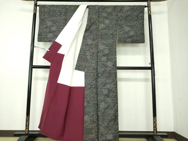 平和屋着物●本場大島紬 7マルキ 総絣 花丸文 正絹 逸品 DABA1594ps