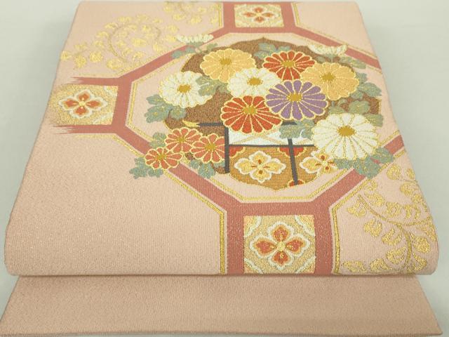 平和屋着物●爪掻き本綴れ 太鼓柄袋帯 蜀江花文 金銀糸 正絹 逸品 DABA1646ps