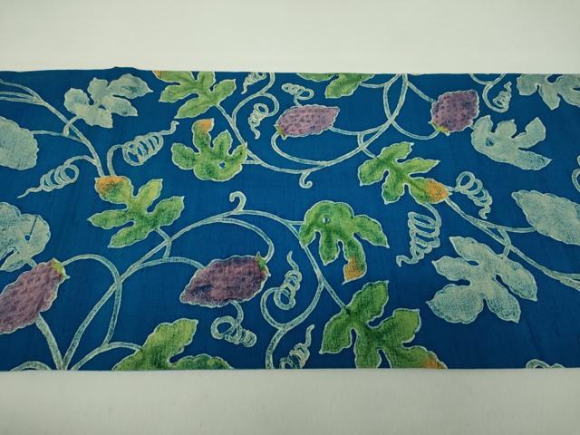 平和屋着物●太鼓柄袋帯 作家物 紬地 ろうけつ染め 花鳥文 正絹 逸品 DABA1657ps