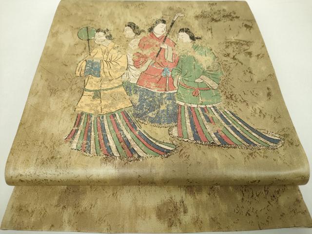 平和屋着物●太鼓柄袋帯 高松塚古墳 西壁女子群像 飛鳥美人 飛龍 正絹 逸品 未使用 DABA1661ps