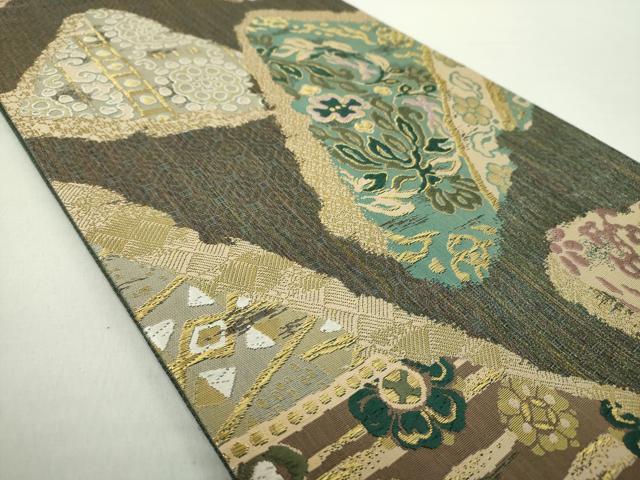 平和屋着物●六通柄袋帯 唐織 花鳥文 金糸 正絹 逸品 未使用 DABA1692ps