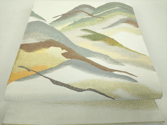 平和屋着物●爪掻き本綴れ 太鼓柄袋帯 遠山文 金銀糸 正絹 逸品 DABA1700ps