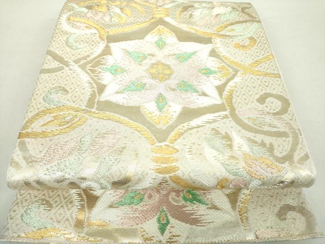 平和屋着物●六通柄 本袋帯 葡萄唐草文 金銀糸 正絹 逸品 DABA1703ps