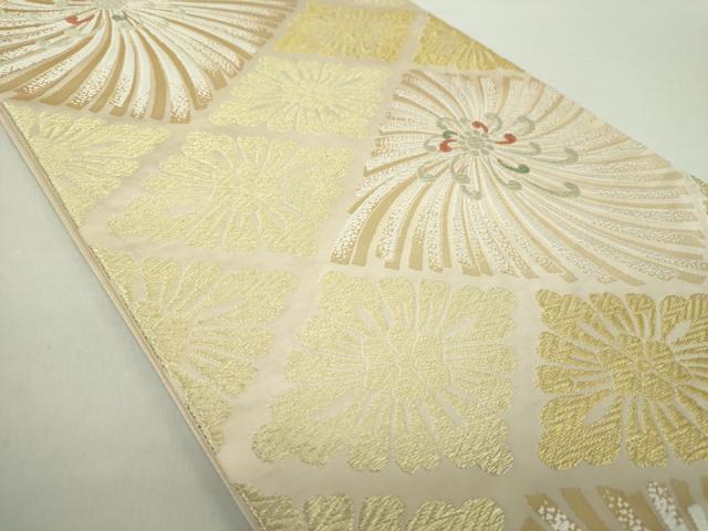 平和屋着物●六通柄袋帯 唐織 花菱有職文 金糸 正絹 逸品 DABA1710ps