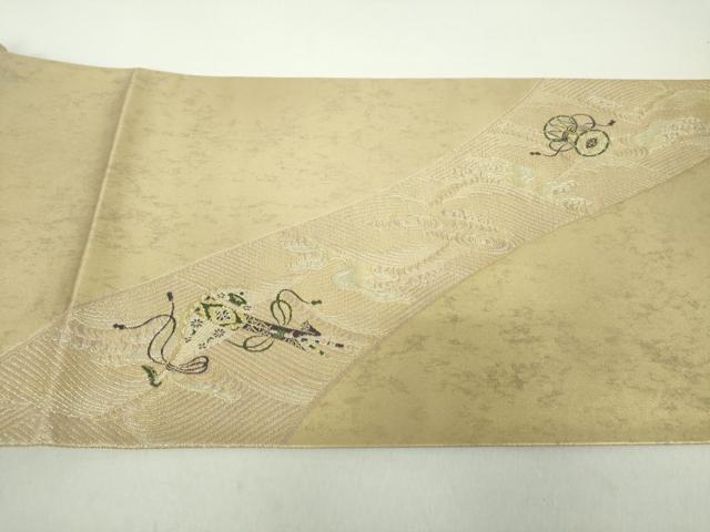 平和屋着物●松尾光琳 六通柄袋帯 立波楽器文 金銀糸 引箔 正絹 逸品 未使用 DABA1717ps