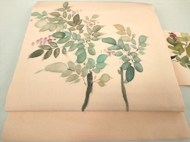 平和屋着物●九寸名古屋帯　手描き　魚　成り物　金彩　鬼しぼ縮緬　正絹　逸品　DABD0352op 平和屋着物○九寸名古屋帯 型染め 椿 鬼しぼ縮緬 正絹 逸品 CABD5894hy