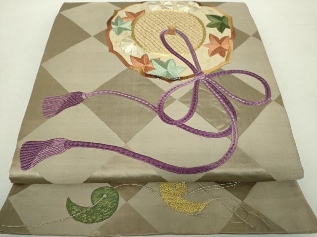 平和屋着物●アンティーク　大正ロマン　中国三大刺繍　相良刺繍　丸帯　駒刺繍　総手刺繍　鏡裏花文　金銀糸　正絹　逸品　DABA1729ps 平和屋着物○アンティーク 大正ロマン 中国三大刺繍 相良刺繍 丸帯 駒刺繍