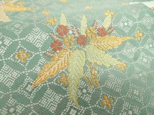平和屋着物●六通柄袋帯 唐織 舞桜 草花文 金銀糸 正絹 逸品 DABA1734ps