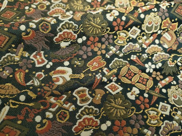 平和屋着物●六通柄袋帯 唐織 宝尽くし花文 金糸 正絹 逸品 DABA1744ps