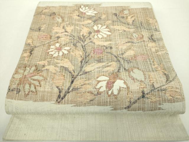 平和屋着物●太鼓柄袋帯 草花文 金糸 正絹 逸品 DABA1757ps