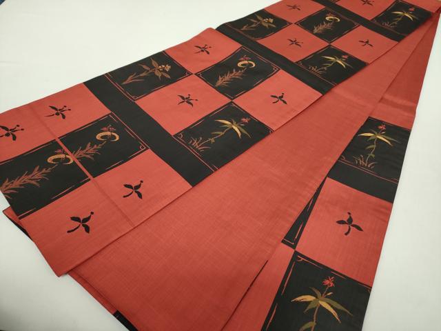 平和屋着物●名門木屋太 今河織物 六通柄袋帯 市松花文 正絹 逸品 DABA1765ps