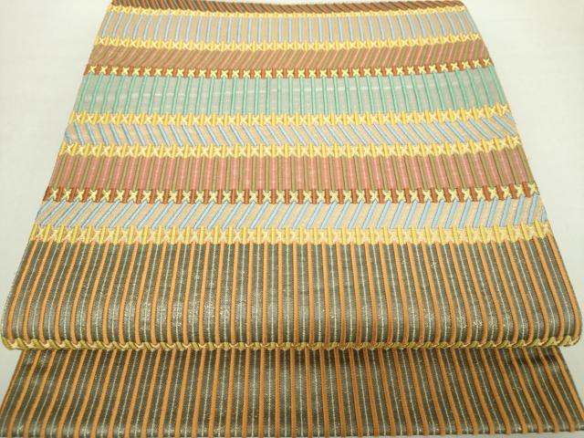 平和屋着物●六通柄　本袋帯　唐織　菱草木文　金糸　正絹　逸品　CABD4377dy 平和屋着物◎六通柄袋帯 唐織 地紙草花文 金糸 正絹 逸品 DAAY7638sf