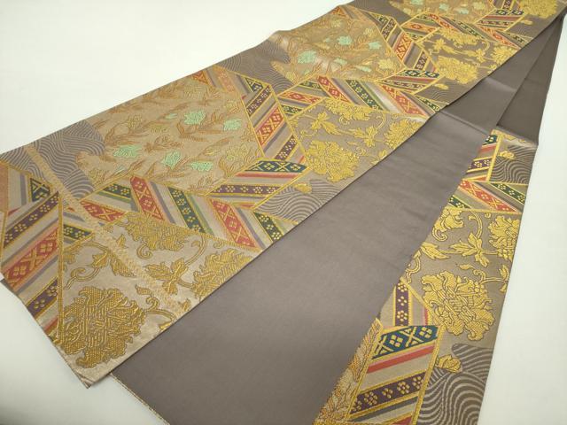 平和屋着物●皇室献上作家 北出与三郎 六通柄 本袋帯 亀甲花文 金糸 正絹 逸品 DABA1774ps